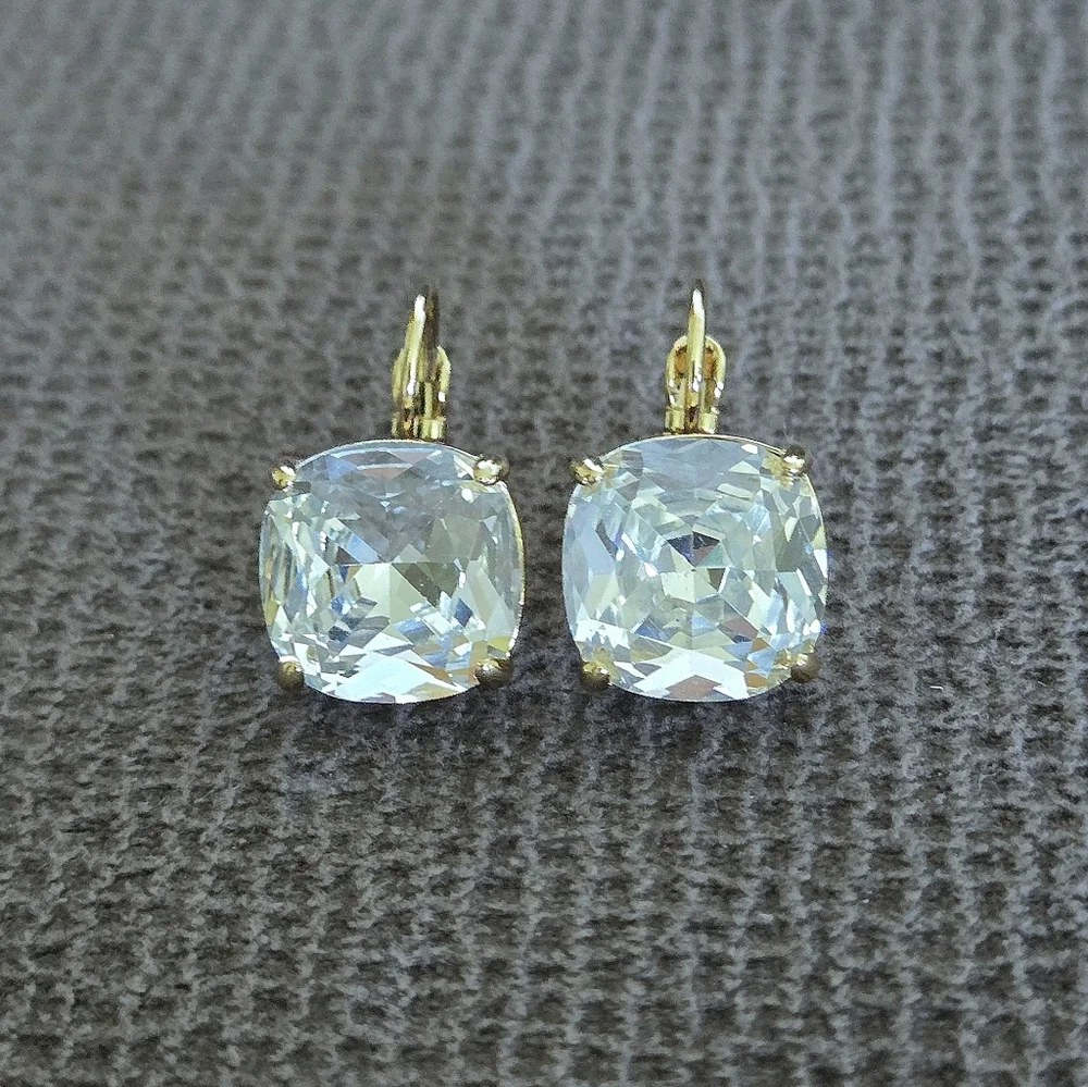 Kate Spade♠️ Clear Faceted Crystal💎 Cushion Earrings - Picture 2 of 16